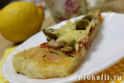Pizza cu roșii de pui și - rețeta cu o fotografie (fără drojdie)