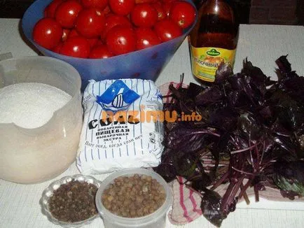 Rosii marinate cu busuioc - martor fotografie rețetă pentru iarna (foto) Rosii marinate cu busuioc - preparate fotografie Rețetă pentru iarna