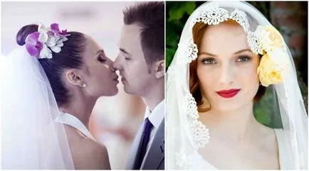 mireasa Coafuri cu un voal pe lung, mediu și scurt fotografii de păr