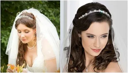 mireasa Coafuri cu un voal pe lung, mediu și scurt fotografii de păr