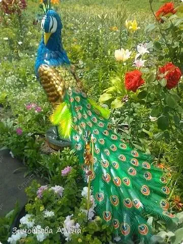 Bird - Peacock - din sticle de plastic, gradina (sticle) Bird - Peacock - din sticle de plastic, pentru grădină
