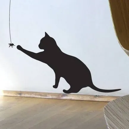 Pisica Stencil pe perete