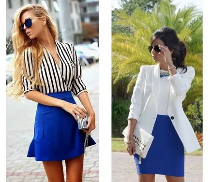Fusta albastra - ca ceea ce sa poarte, imagini elegant