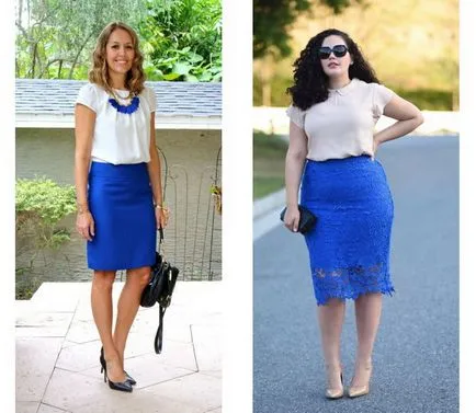 Fusta albastra - ca ceea ce sa poarte, imagini elegant