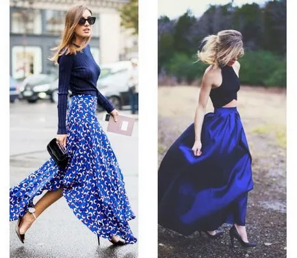Fusta albastra - ca ceea ce sa poarte, imagini elegant