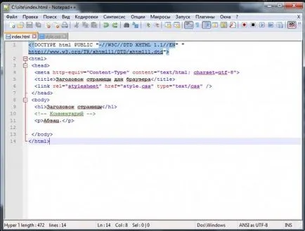 Creare site html de la zero în Notepad