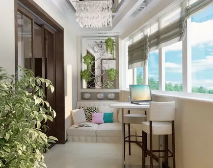 Dormitorul pe balconul de la locul de pe balcon, fotografie și camera de design, bucatarie cu geam, camera de plan deschis