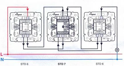 Pasajul întrerupător de circuit de conectare a două, trei sau mai multe puncte, foto, video