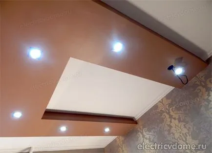 Cablarea spoturi luminoase la dvuhklavishnomu comutator 220b (conectarea luminări punct de schemă) Schemă de conexiuni spoturi luminoase 220V pentru a comuta dvuhklavishnomu