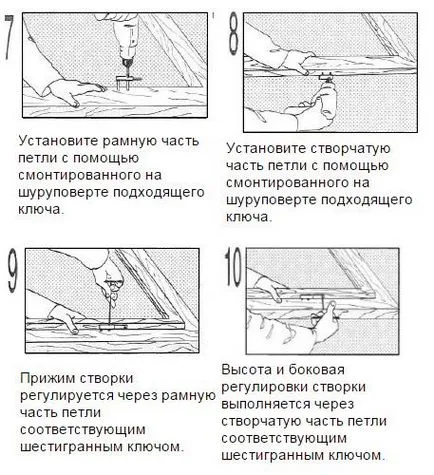 Instalarea balamale pe instrucțiunile ușă pas (instalare) Instalarea balamale pe instrucțiunile ușă-pas
