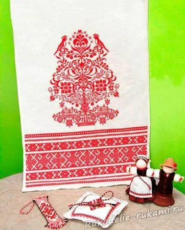 Broderie prosop de nunta cu mâinile