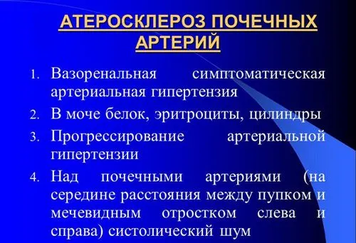 Атеросклероз ниркових артерій (нирок) - причини, симптоми, лікування, діагностика як лікувати судини нирок