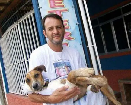 Omul salvat de la moarte de câine