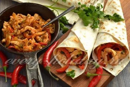 Fajitas cu reteta de pui cu o fotografie