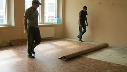 Cum de a pune linoleum pe podea, cu mâinile lor - articol (linoleum cu mâinile) Cum de a pune linoleum pe podea, cu mâinile lor - articol