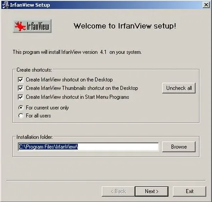 Centrul de ajutor - lucru cu programul IrfanView