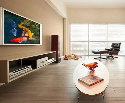 Design interior si camera de zi într-un stil minimalist, aranjament de idei din fotografie