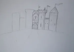 Cum de a desena un castel, trage treptat în creion, copilul meu