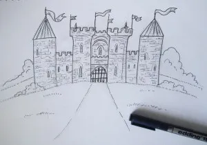 Cum de a desena un castel, trage treptat în creion, copilul meu