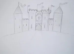 Cum de a desena un castel, trage treptat în creion, copilul meu