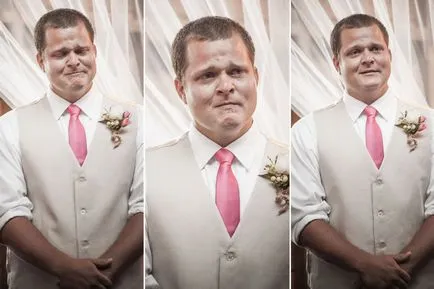 16 megható képek a férfiak, akik először látta a menyasszonyát egy esküvői ruha - Blog
