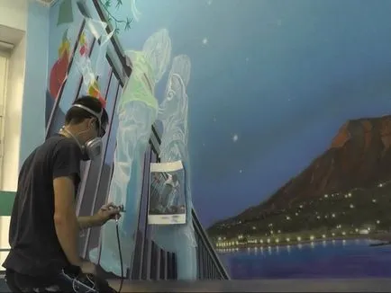 Airbrushing a falakon a lakásban fotók, videók, anyagok és eszközök festékszóró (falak) Airbrushing a falakon a lakásban fotók, videók, anyagok és eszközök festékszóró
