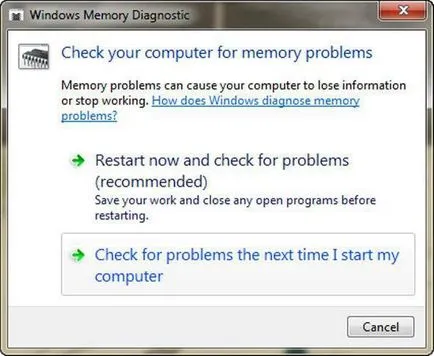 RAM memória diagnosztikai teszt Windows 7 64-bit (teszt) Diagnózis RAM RAM teszt Windows 7 64-bit