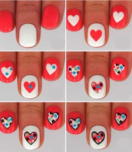 Nail design Valentin nap