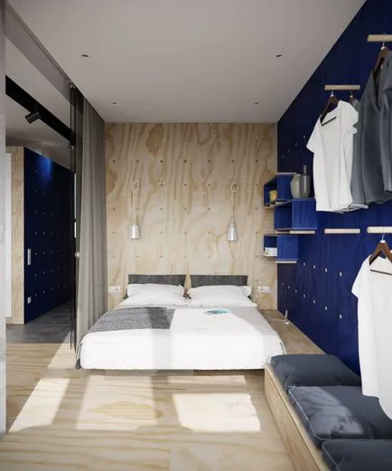 Tervezési ötletek belső kis hálószoba, modern design a szobában