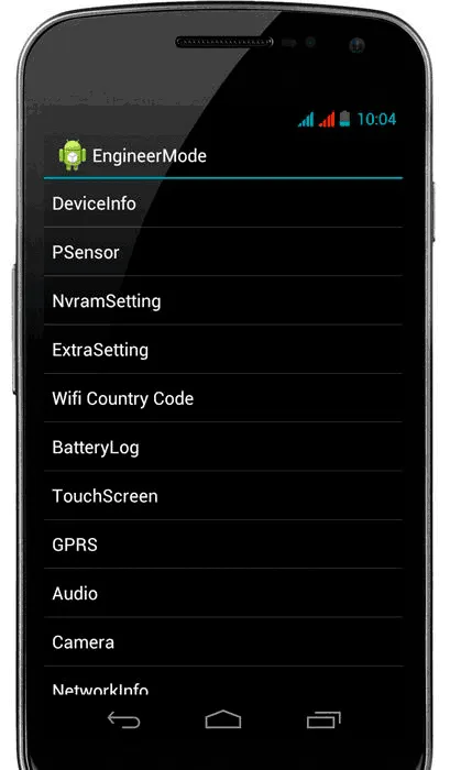Engineering menü android