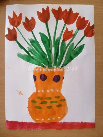 Hogyan kell felhívni egy csokor tulipán a gyerekek lépésről lépésre