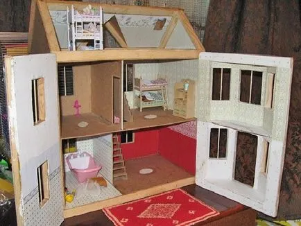 Hogyan készítsünk egy házat Barbie baba a saját kezével különböző anyagokból