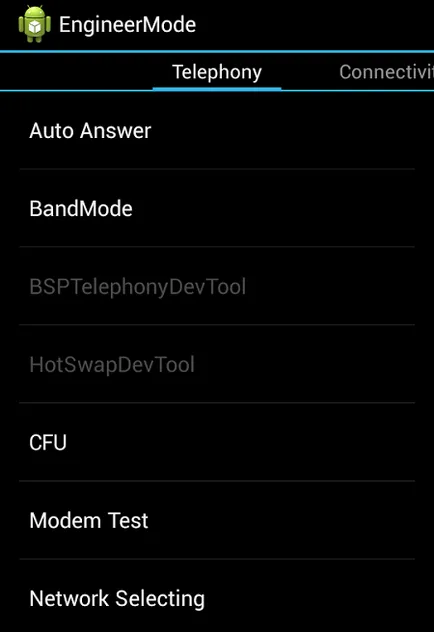 Hogyan adja meg a mérnöki menüben android