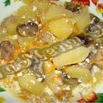 Burgonya gombával a bankot a sütőben, a recept egy fotót