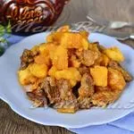 Burgonya gombával a bankot a sütőben, a recept egy fotót