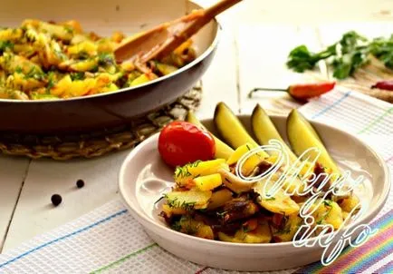 Burgonya gombát egy serpenyőben - a recept egy fotó