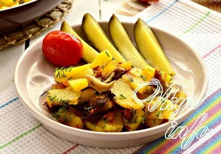 Burgonya gombát egy serpenyőben - a recept egy fotó