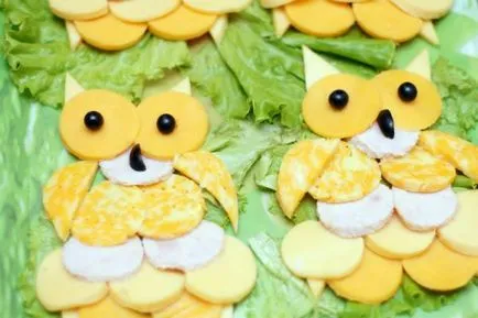 Gyönyörű szeletelt kolbászt és sajtot léptető kép, leírás (vágás) Gyönyörű szeletelt kolbászt és sajtot lépésről lépésre fotó, leírás