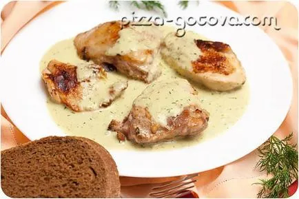 Csirke tejszínes fokhagymás mártással, csirke tejszínes recept (mártás) Csirke tejszínes fokhagymás szósszal, csirke tejszínes recept