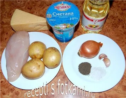 Csirke filé burgonya a sütőben - lépésről lépésre recept fotók