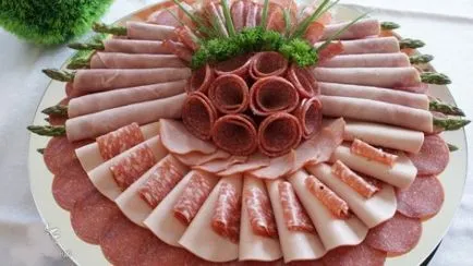 Hús és kolbász vágás, fotó (szeletelt) Hús és kolbász szeletelés, fotók