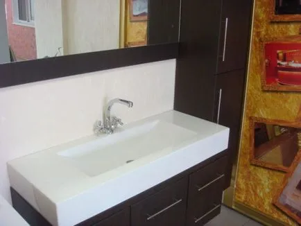 Sink fürdőszoba fölött, süllyesztett, intarziás shell
