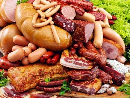 Hús és kolbász vágás, fotó (szeletelt) Hús és kolbász szeletelés, fotók