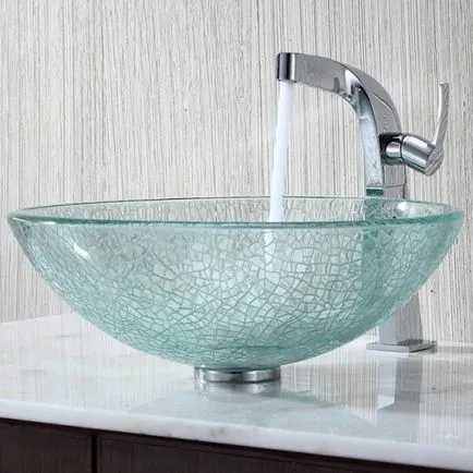 Sink fürdőszoba fölött, süllyesztett, intarziás shell