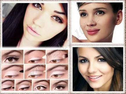 Alkalmi smink lépésről lépésre a szürke és a barna szem, vagy anélkül nyilak, fotó és video tutorials