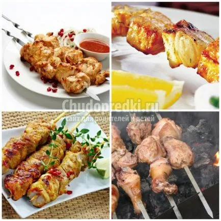 Recept csirke saslik finom, gyors és könnyű (nyárs csirke a sütőben recept) Recept csirke saslik finom, gyors és egyszerű