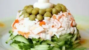Saláta Tarisznyarák, kukorica és uborka - hogyan kell elkészíteni egy recept (pálcika) Saláta Tarisznyarák, kukorica és uborka -, hogyan kell elkészíteni a recept