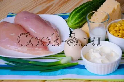 Saláta csirkével és rántotta - lépésről lépésre recept fotókkal, saláták (saláta) Saláta csirkével és rántotta - lépésről lépésre recept fotókkal, saláták