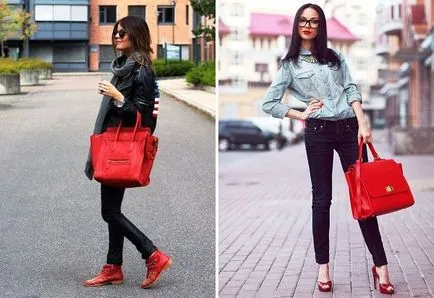 Abból, amit viselni piros táska - bőr és velúr, a tengelykapcsoló és a váll (kopás) Abból, amit viselni piros táska - bőr és velúr, a tengelykapcsoló és a váll