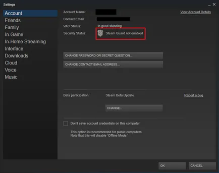 Steam őr - fiók-helyreállítási